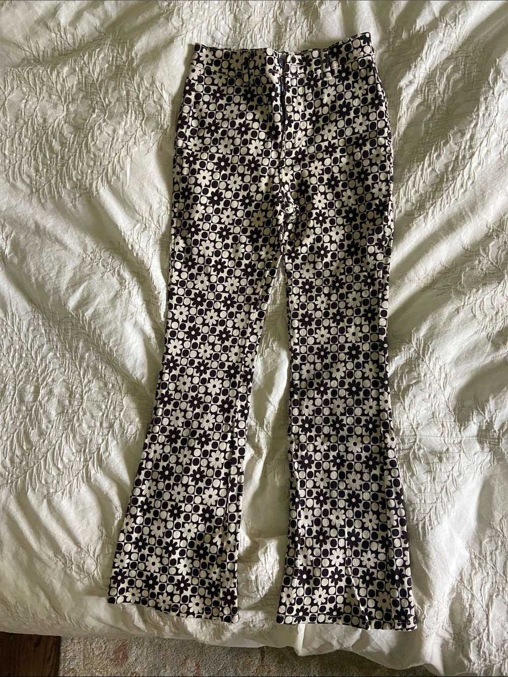 Motel Rocks Cream and Black Retro Dot Waistband Pants